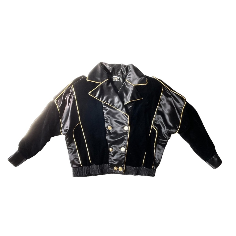 Vintage 80’s 90’s Velvet Satin Steampunk Military Style Jacket Gold Women’s Med
